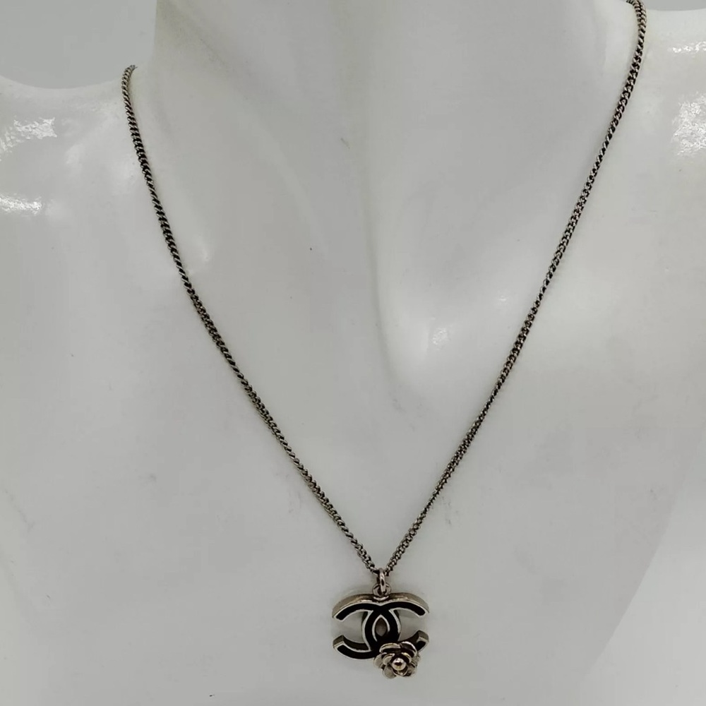 Authentic Chanel Pendant Necklace Silver